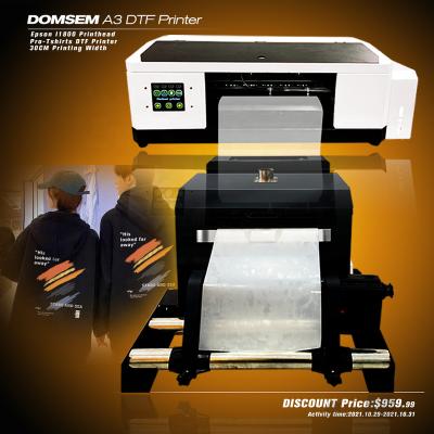 China NEW A3 30cm DOMSEM 2021 Hotels dtf printer with Epsn head directly to film printer T-shirt epsn l1800 dtf printer for sale