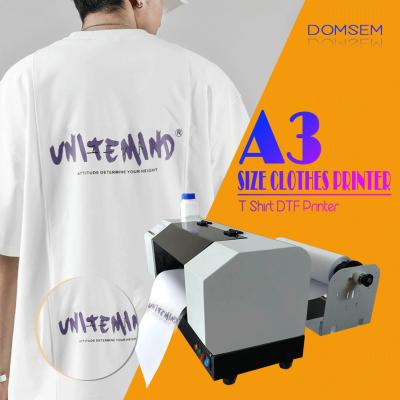 China Hotels Continuous DTG A3 Size Dtf Textile Printer For Clothes Cotton Flatbed T-shirt for sale