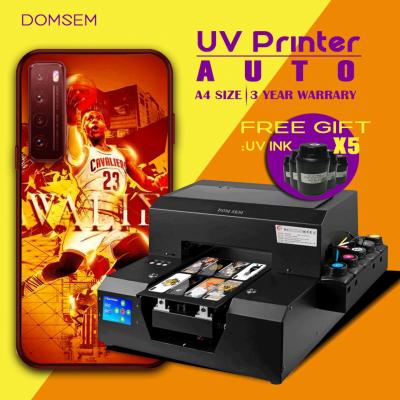 China Hotels DOMSEM A4 Phone Case Printer Flatbed Printers For Mobile Phone A4 Size Automatic UV Metal Cover Phone Case Printers for sale