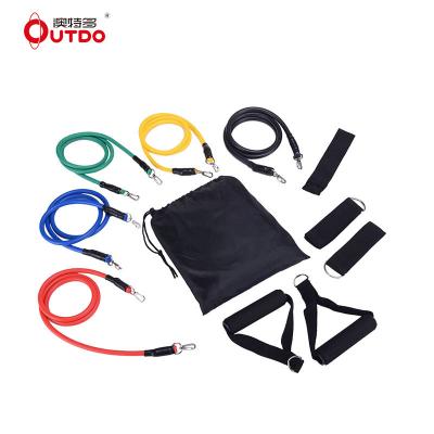 China 11 Piece Resistance Bands Natural Latex Set Elastic Exercise Latex Resistance Bands Set for sale