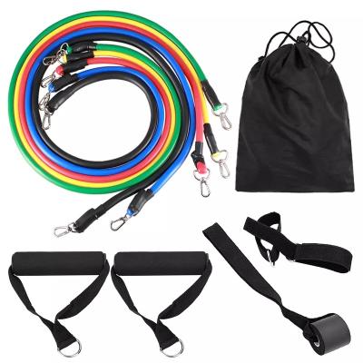 China Durable Custom Hip Tube Elastic Resistance Bands Set Workout Latex Exercise Fitness Resistance Bands 11pcs for sale