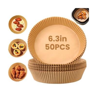 China Non-stick Mat Steamer Round Paper Baking Mats Kitchen AirFryer Air Fryer Waterproof Disposable Paper Liner Non-Stick Cooking Accessories for sale