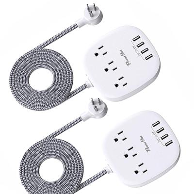 China Surge PowerMax Strip Power Cord Socket Power Strip 3 Outlets 4 Usb Smart Residential/Multi-Purpose Braided Protector Receptacles for sale