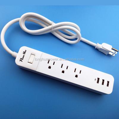 China USA Residential / General Purpose Etl Listed Dual USB 3 Outlet Surge Protector Travel Adapter With Customized Package Color for sale