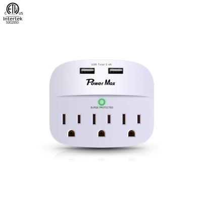 China USA Residential / Multi-Purpose Hot Selling Power Station With Dual Usb Adapter Mini 3 Outlet 2 USB Surge Protector for sale