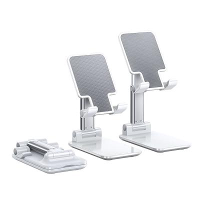 China Desktop Adjustable Aluminum Tablet Phone Stand Mini Portable Folding Phone Holder With Mirror Phone Stand Holder for sale