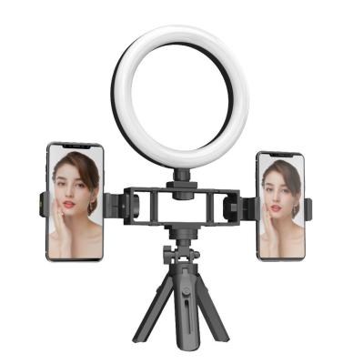 China Mini Portable Rechargeable LED Selfie Ring Light with Tripod Holder for Mobile Phone for sale