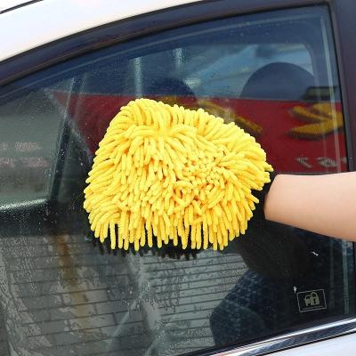 China Easy to wash and dry. Chenille Waterproof Thick Microfiber Car Wash Glove Wax Brush Detailing Waterpro Auto Detailing Care for sale