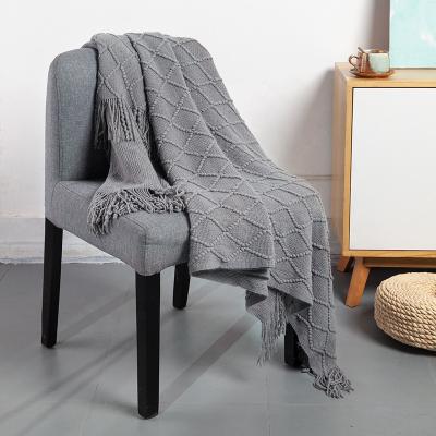 China Simple Modern Bed Sofa Throw Blanket Acrylic Knitted Throw Knit Blanket for sale