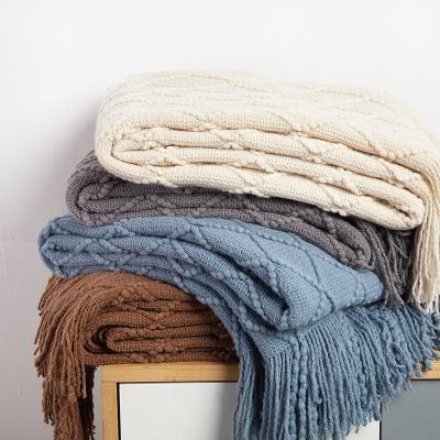 China Modern Acrylic Air Condition Blanket Knit blanekt Sofa Tassel Throw Nordic Throw Blanket for sale