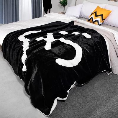 China Polyester Modern Home Lowest Price Portable Soft Patterned Warm Thick Blankets Flannel Fleece for sale