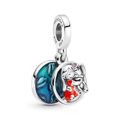 China CLASSIC 925 Sterling Silver Disney Lilo and Stitch Family Dangle Charm with Enamel Fit Panrdo Bracelet DIY Jewelry Gift for Women for sale