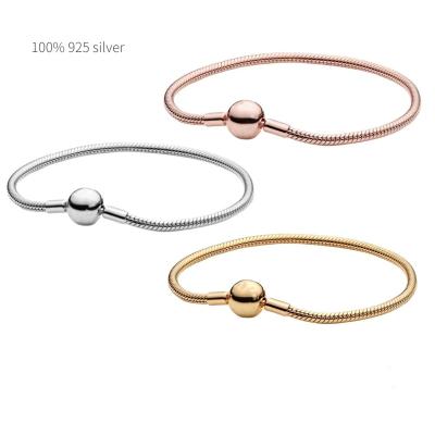 China Original Charm Glitter Moments Snake Chain Bracelet 100% 925 Sterling Silver Bangles For Women DIY Fashion Classic Jewelry for sale