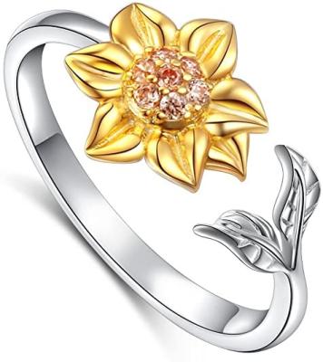 China Antioxidation & do not fade wholesale price S925 Sterling Silver Sunflower with CZ Ring You pendant are my sun jewelry for women and lady gift for sale