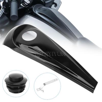 China Black Chrome Motorcycle Fuel Tank Cover Shield Rainproof Cap For Harley Touring Street Electra Glide Ultra Road King 2003-2018 for sale