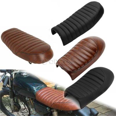 China Synthetic Leather + Foam + Metal Mouth Motorcycle Seat For Cafe Racer 53cm Flat Brat Hump Saddle For Honda CG125 Suzuki GT380 for sale