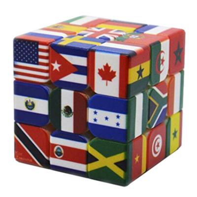 China Amazon National Flag Jigsaw Puzzle Cube 3x3 Eco-friendly Plastic Magic Educational Toys For Children for sale