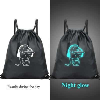 China Eco - Friendly Glow In The Dark Promotional Bag Custom Polyester Drawstring Gift Bag With Logo for sale