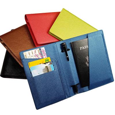 China Eco-Friendly Fashion Business Travel PU Multi-Card Blank Leather Stand Custom Made With Pen Ticket Passport for sale