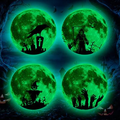 China New Durable Hot Party PVC Moon Glow in the Dark Glowing Stickers Halloween Wall Sticker for sale