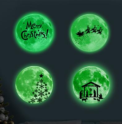 China New Long Lasting Luminous Moon Sticker Glow In The Dark Christmas Wall Stickers For Kids for sale