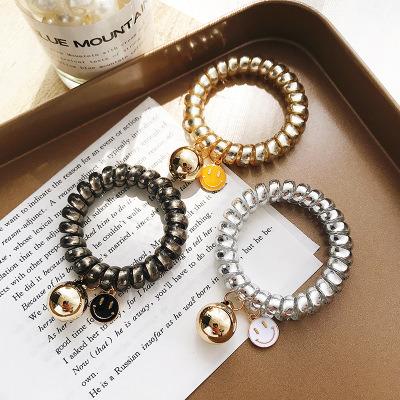 China New Trendy Metal Color Hair Ties Telephone Wiring Elastic Hair Tie For Women for sale