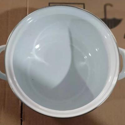 China Sustainable Enamel Steel Cooking Pot Eco - Friendly With Glass Lid for sale