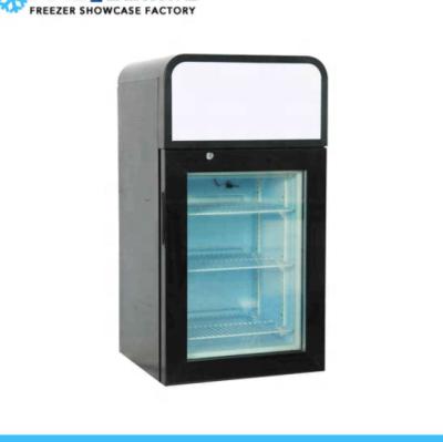 China Commercial Beverage Cooler Freezer Display 50L Glass Door Built In Stainless Steel Black 460X445X817mm Store (Single Fridge Door Fridge w.d.h.) for sale