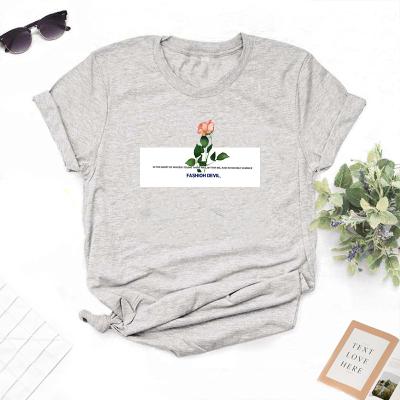 China 2020 Anti-Shrink Latest Version Loose Printed Women's T-shirt Round Neck Solid Polor T-Shirt for sale