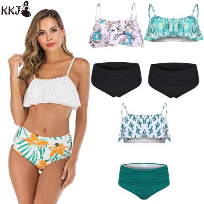 China 2019 New Summer Anti-UV High Waisted Swimsuit Lotus Leaf Bikini Europe and the United States Border Two-Piece Bikini for sale