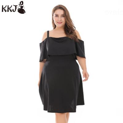 China 2019 new European and American large sizes anti-static hanging plus size black dresses for women for sale