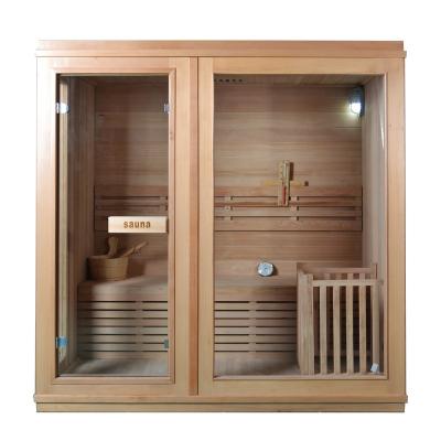 China Computer Control Panel 2 Person Indoor Portable Hemlock Steam Sauna Wooden Traditional Room for sale