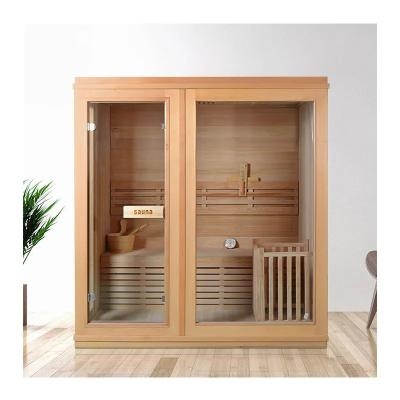 China Solid Wood Computer Control Panel Newseal Hemlock/Cedar Indoor Steam Sauna Room Red For 3 Person Size for sale