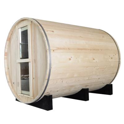 China Factory direct sales pine wood traditional 4-6 person outdoor barrel sauna with wood burning stove for sale