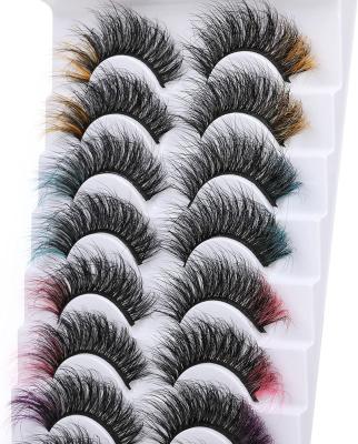 China Wholesale Handmade Colorful Fake Mink Strip Eyelashes Natural Colored Highlights Private Label for sale