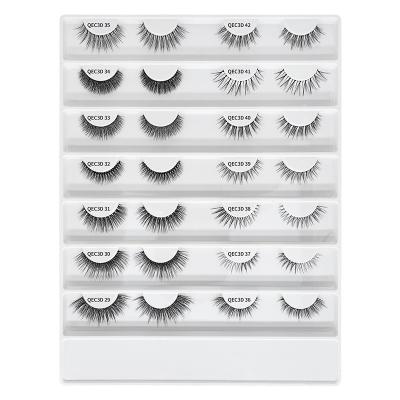 China Private Label Natural Packaging 3D Handmade Vegan Lashes Synthetic Clear Strip Faux Eyelashes for sale