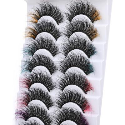 China Natural Popular Colored Eyelash Extension Products 3d 20-25 Mm Colored Soft Fluffy Eyelash Strips for sale