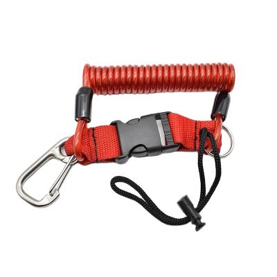 China 304 Stainless Steel Booms Fishing Coiled Lanyard Safety Cable Outdoor Sports Diving Ropes Galvanized Steel for sale