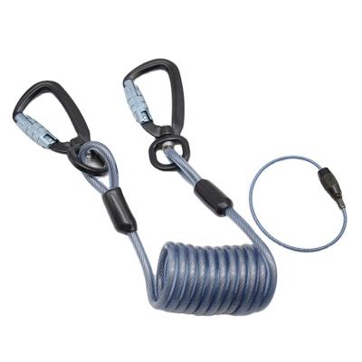 China Hot Selling Galvanized Steel Retractable Cable Tool Cable Factory Reel Lanyard Coiled Lanyard For Scaffold Builders for sale