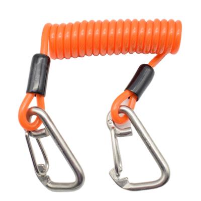 China Galvanized Steel Telephone Key Chain Coiled Lanyard Wire Rope Security Cable Tool Cable Factory Retractable Reel Lanyard for sale