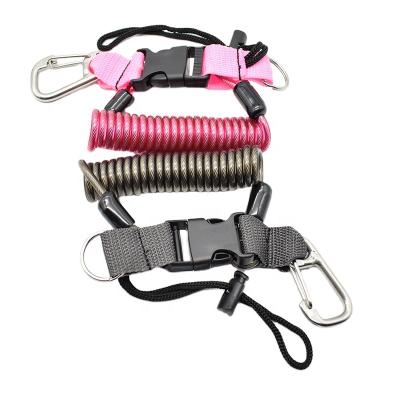 China Hot Sale 304 Stainless Steel Spring Safety Fishing Outdoor Factory Coiled Cable Lanyard Parts Fishing Safety Rope 5mm for sale