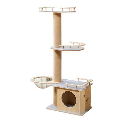 China New Viable Cat Tree Climbing Tower Custom Cat Scratching Tree Furniture Wholesale Logo and Size for sale