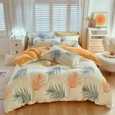 China Nondisposable Wholesale Thickened Style 100% Cotton Single Bedding Four Piece Set 3d Active Printing Matte Sheet Quilt Cover for sale