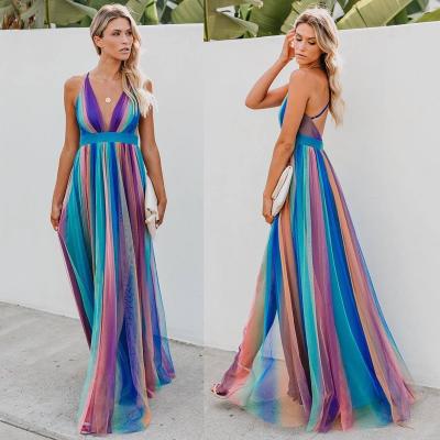 China 2022 springs washable / summer European and American women's sexy chiffon deep-v backless dress for sale