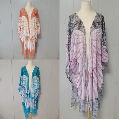 China 2022 European and American Quick-drying sexy beach cardigan bikini printed loose summer breathable new cover ups for sale