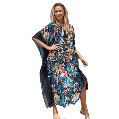 China Breathable summer 2022 new European and American printed beach shirt loose beach dress bikini cover up for sale