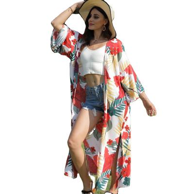 China 2022 European and American women's breathable summer printed kimono cardigan cover-UPS bikini for sale