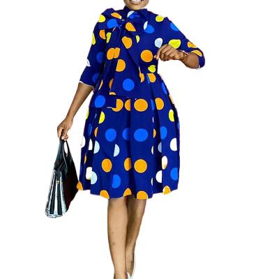 China Shaggy Half Sleeve Polka Dot Dress Breathable Elegant High Waisted Shaggy Skirt Plus Size Ladies Dress for sale