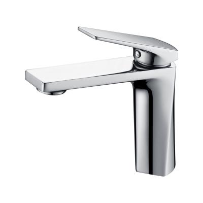 China 2021 Styles Modern Popular Basin Faucet Chrome Plated Stainless Steel Faucet Low Lead Copper Body Single Handle Basin Faucet for sale