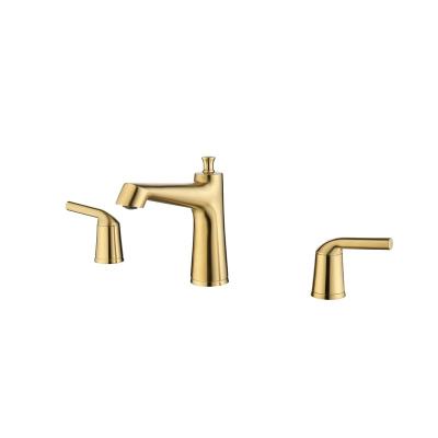 China Modern High Quality Two-Handle Brushed Gold Hot and Cold Water Faucet Handle Bathtub Split Basin Faucet Zinc Alloy for sale